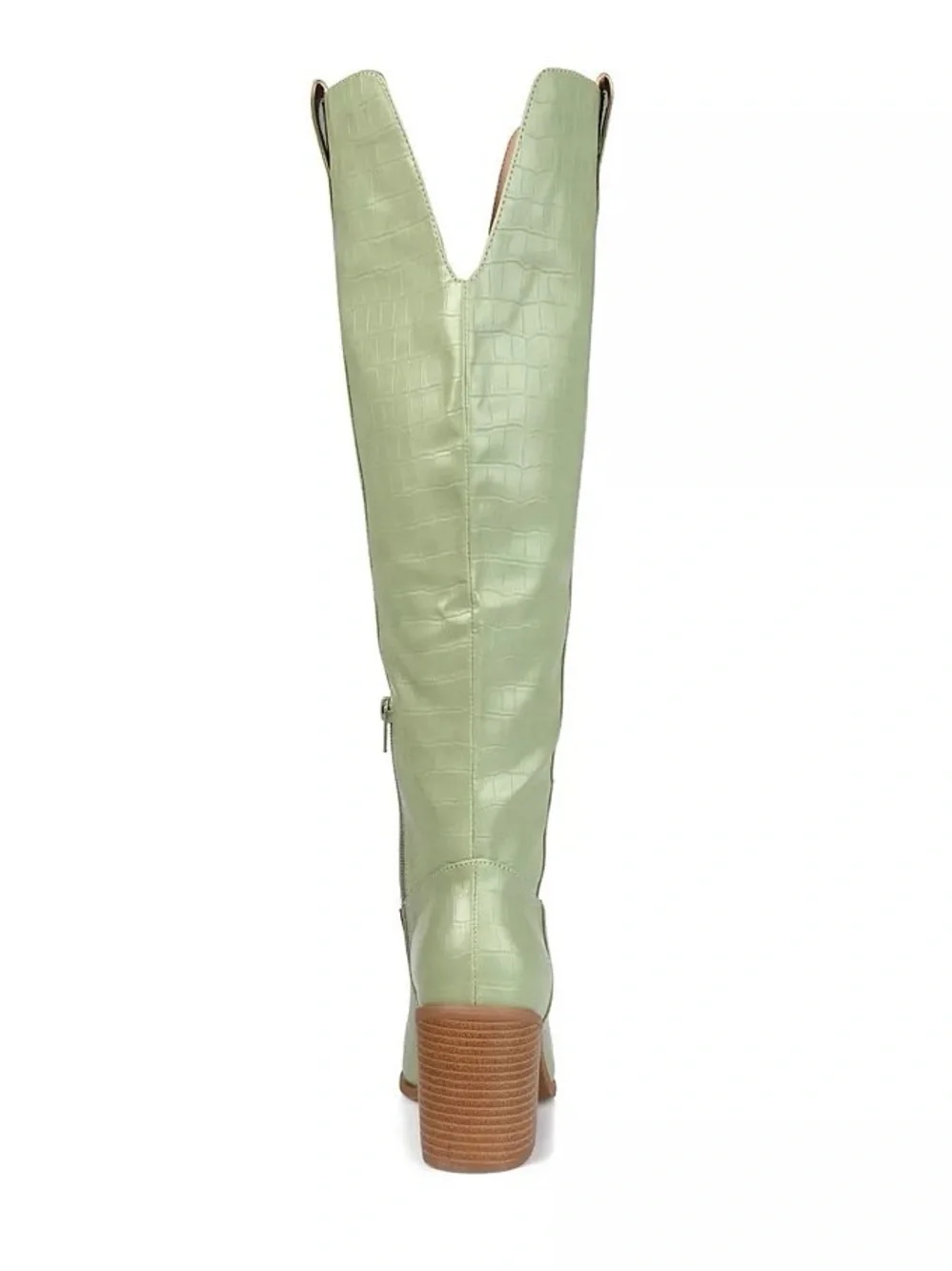 Journee Collection Sage Green Croc-Embossed Over-the-Knee Therese Boot